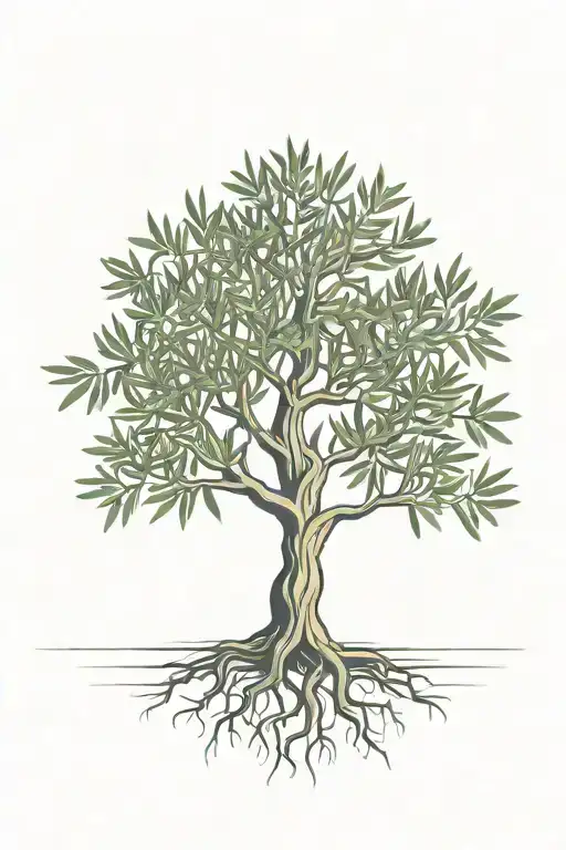 Simple Olive Tree With Roots