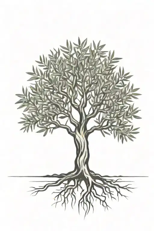 Black And White Olive Tree With Roots