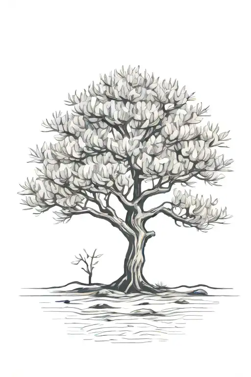 Black And White Olive Tree On Hill