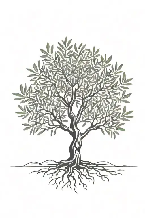 Black And White Olive Tree With Roots
