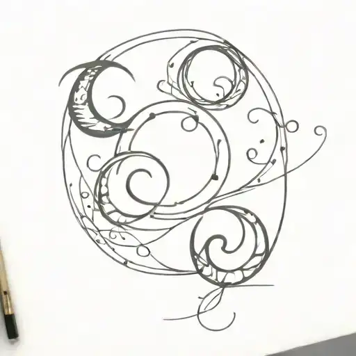 Tripple Moon And Triskelion Con Notas Musicales