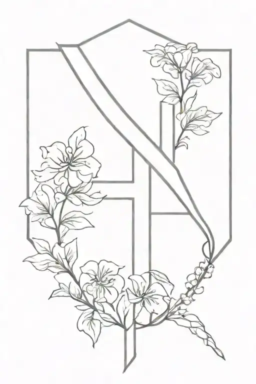 Nordic Rune Algiz With Flowers Growing In The Shape