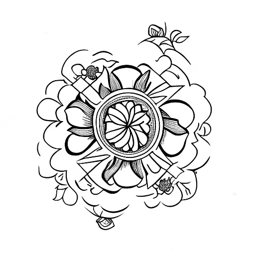 Christian Cross With Flowers