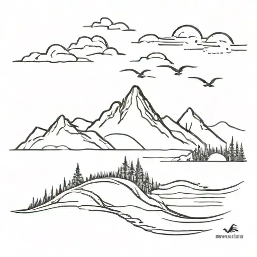 Mountains Running Into The Ocean Scene From Birds Flying