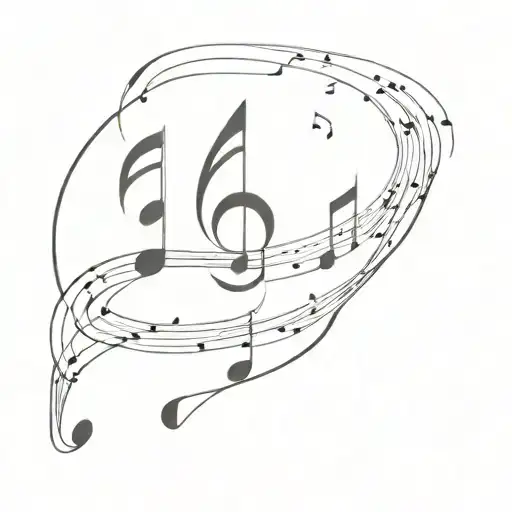 Music Notes Merging With Ocean Waves Flowing