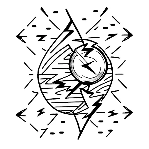 Hourglass With A Lightning Bolt In The Upper Part And Drops And Water In The Lower Part