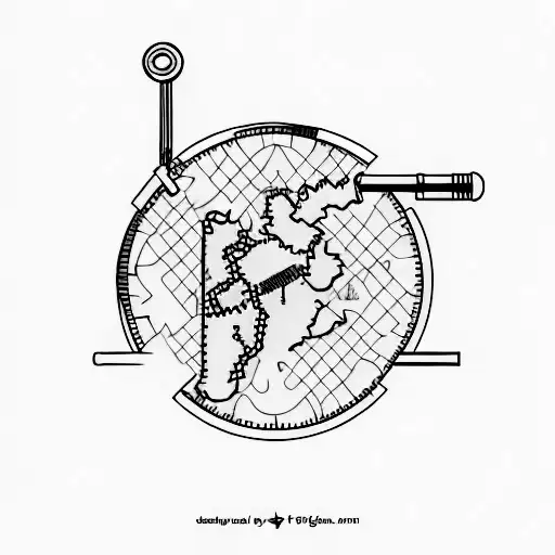 A Minimalist Tattoo Of A Fishing Rod And Wrench Crossed Over A Map Of Hungary