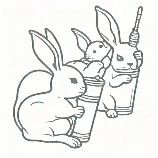 Bat And Rabbit Drinking Beer Bottle