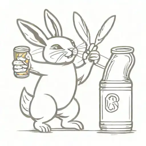 A Rabbit And A Bat Cheers Motion With Beer Cans