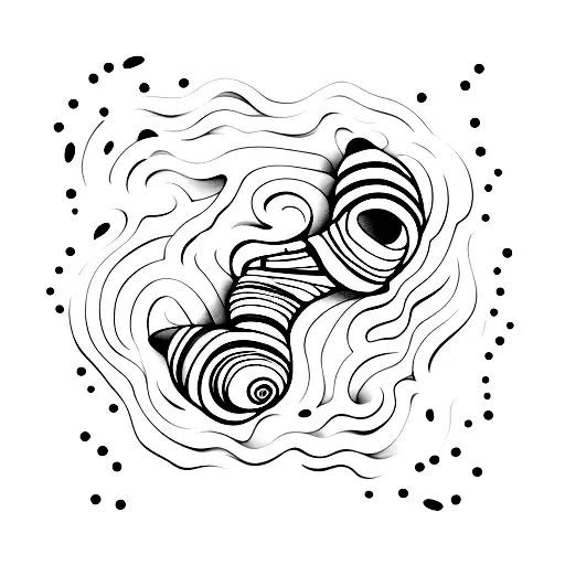 A Minimalist Tattoo Of A Beach With Seashells