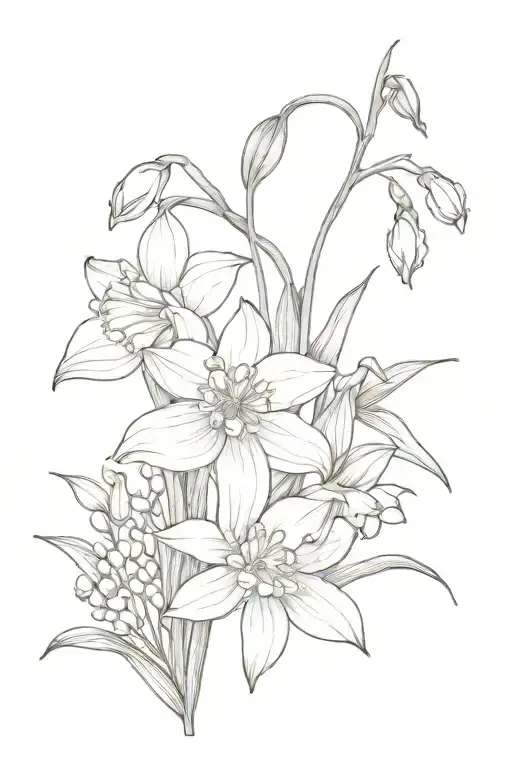 Fine Line Daffodil And Lily Of The Valley Flowers