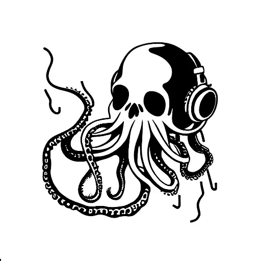 Octopus Skull Wearing Headphones