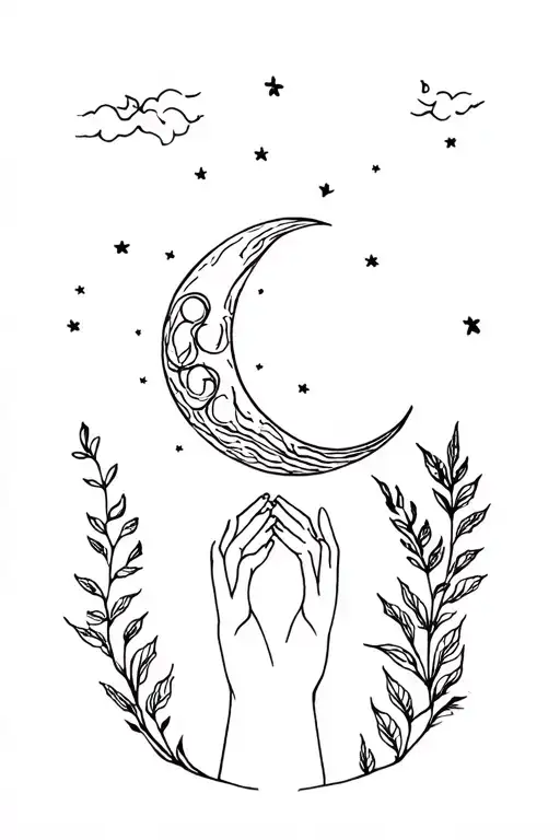 Matthew And Heaven With Moon And Plants Intertwined