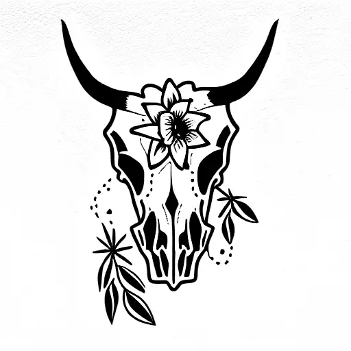 Bull Skull With Lily Of The Valley