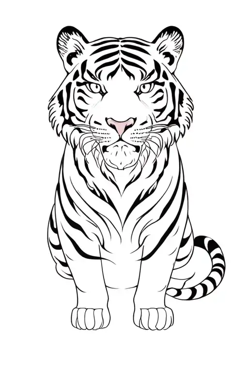 Tiger Japanese Style With Background Filler