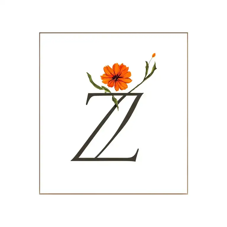 Letter Z With One Saffron Flower