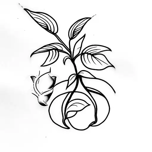 A Minimalist Tattoo Of A Coffee Bean Plant With A Silhouette Of A Woman