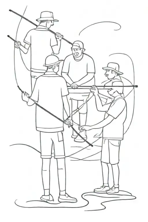 2 Male Brothers And Grandpa Fishing