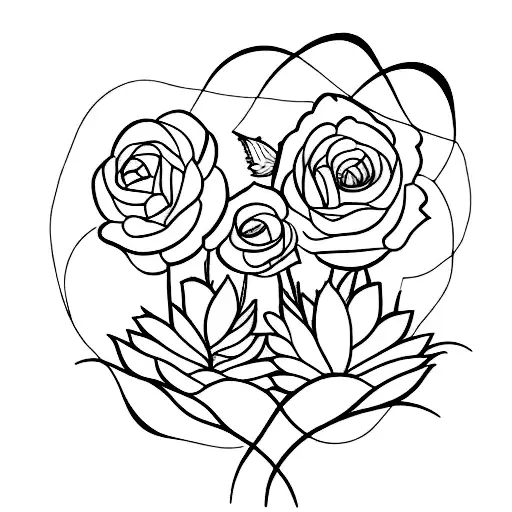 A Beautiful Black And Grey Sketch Of A Mother And Child Surrounded By Flowers