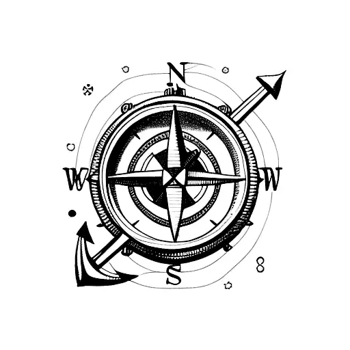 Anchor With A Compass Over