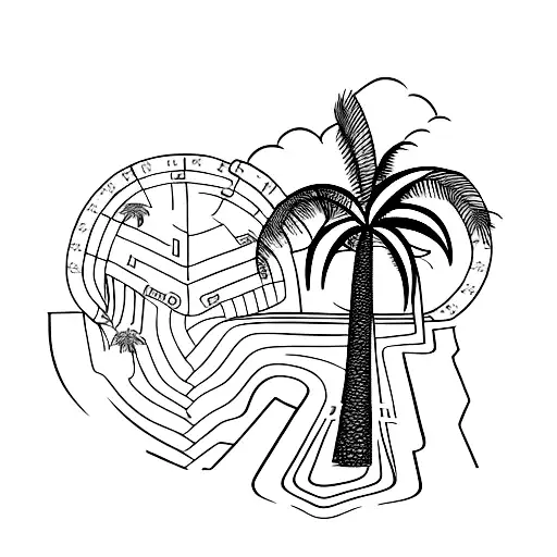 Palm Tree With Gps Coordinates As The Trunk Of The Tree