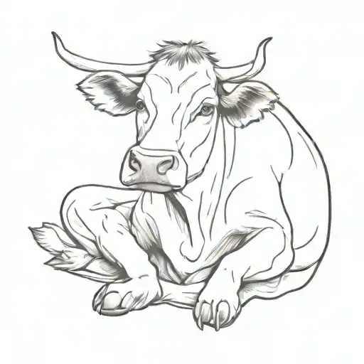 Cow Sits Half Sitting