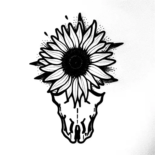 Western Cow Skull Sunflowers
