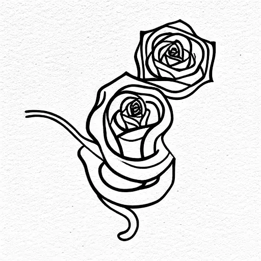 Rose And Stem With Snake Crawling Up It