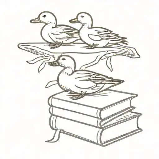 Duck And Otter Sitting On Book