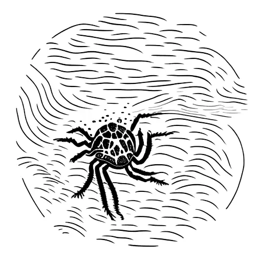 A Thrilling Underwater Scene With Water Animals And A Spider Lurking In The Shadows