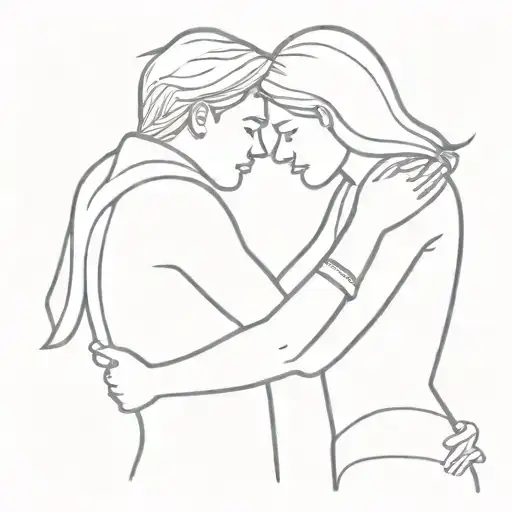 Couple In Love Hugging With Flashes Of Wonderful And Unique Energy