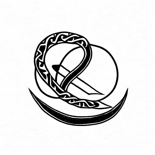Ouroboros And Sword Forming Venus Symbol