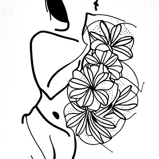 Female Angle Kneeling Holding 6 Flowers With A Male Angle Next To Her Holding Her