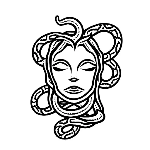 Medusa Profile With Snakes From Mouth