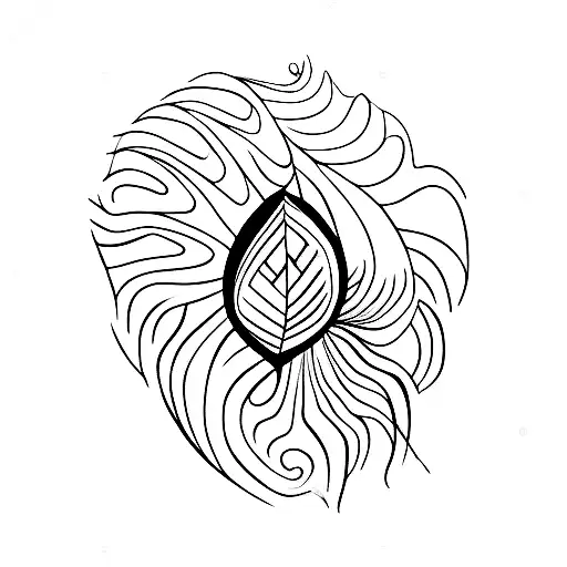 A Sketch Of A Bird Feather With P And S