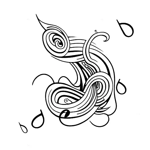 A Minimalist Tattoo Of A Musical Note Formed By Ocean Waves