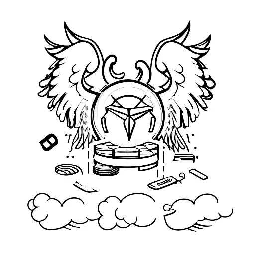 A Computer Chip With Angel Wings And Devil Horns