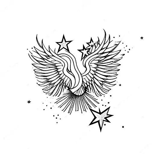 Phoenix With Book And Stars
