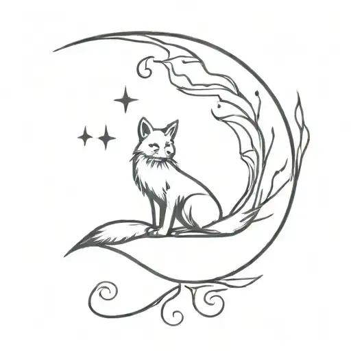 Moon With A Fox Sillhouette