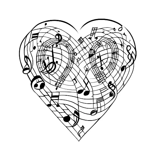 Music Notes Intertwined With A Heart