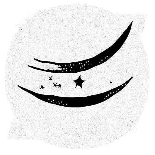 Sliver Moon With One Star