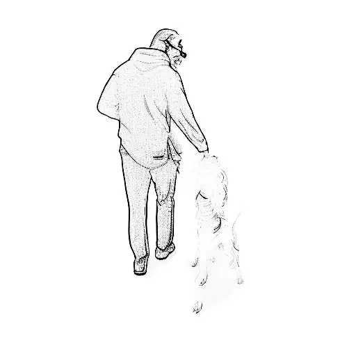 A Man Walking A Dog