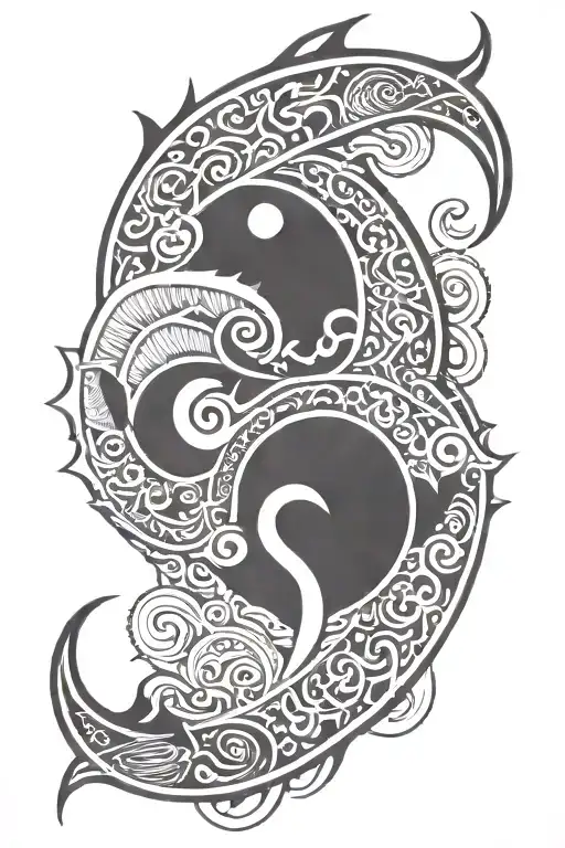 Sun Inside Fish Hook Intertwined