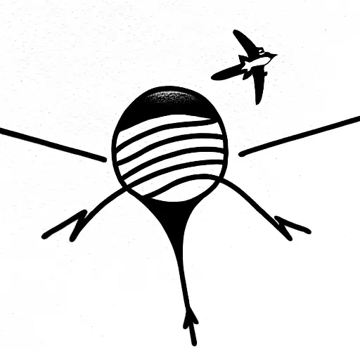 Simplistic Style Man Bungy Jumping Into Planet Earth From Birds Eye View