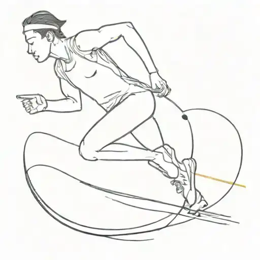 A Minimalist Tattoo Of A Track Runner With A Music Player In Hand