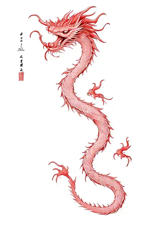 Red Chinese Dragon Wrap Around Thigh