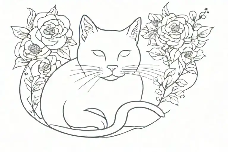 Cat In Flowers