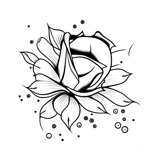 Rose Stem With Koi Fish Around It