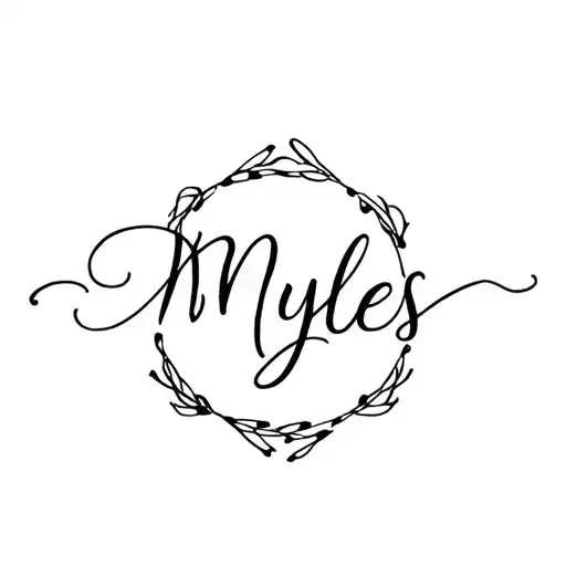 The Names Myles With Halo Over In Wedding Style Cursive