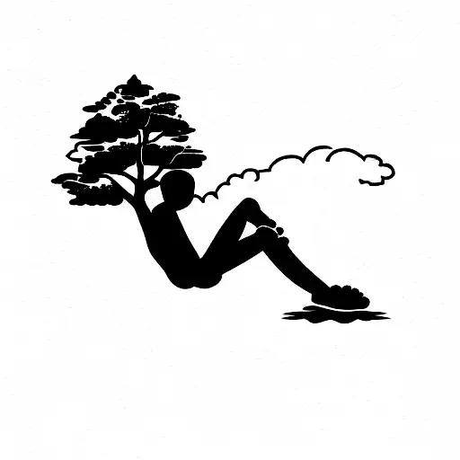 A Boy Sitting On Top Of The Tree To See The World